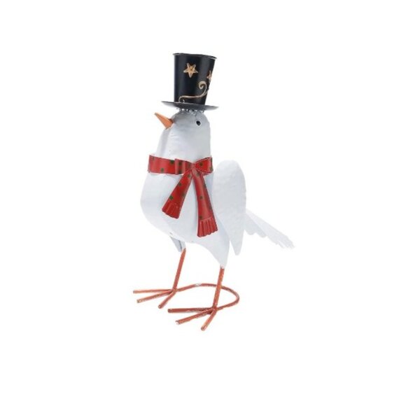 Metal Dove With Top Hat and Red Scarf